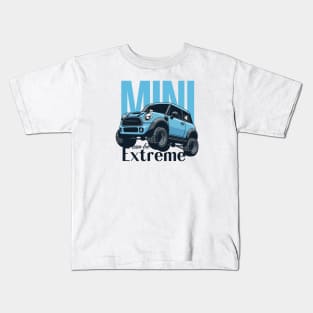 Car mini retro offroad extreme blue light Kids T-Shirt